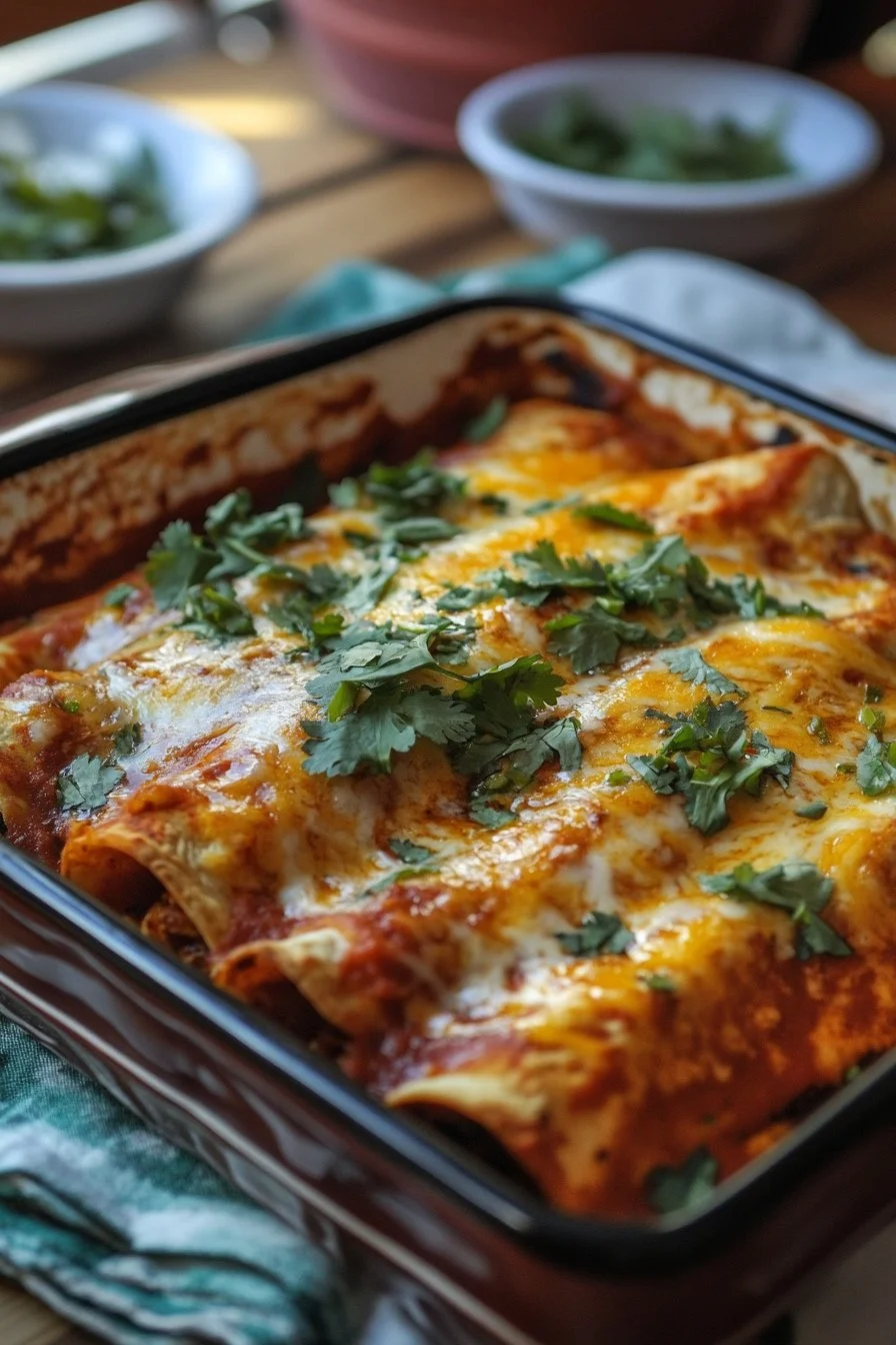 Nötkött Enchiladas med Röd Sås