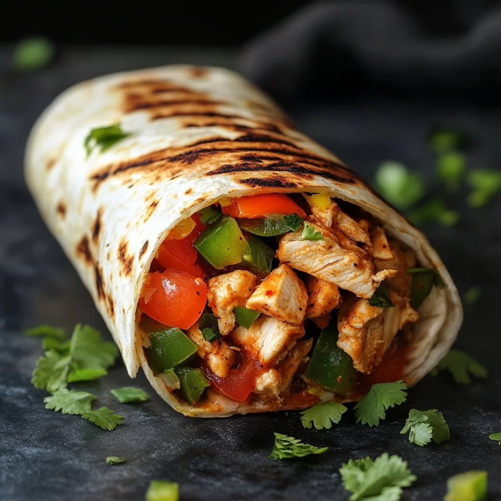 Chipotle Ranch Burrito med grillad kyckling och fräscha ingredienser