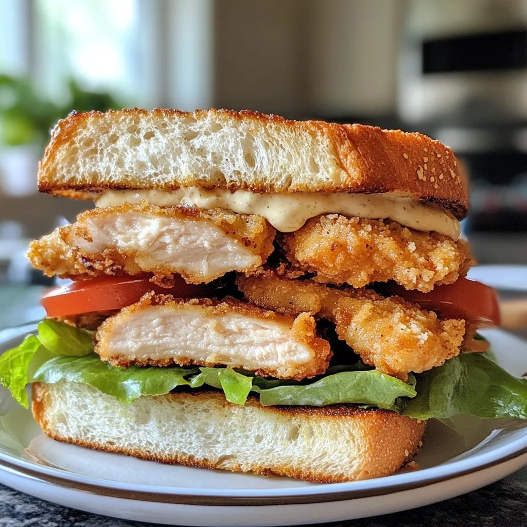 Crispy Chicken Caesar Sandwich med krispig kyckling och romaine