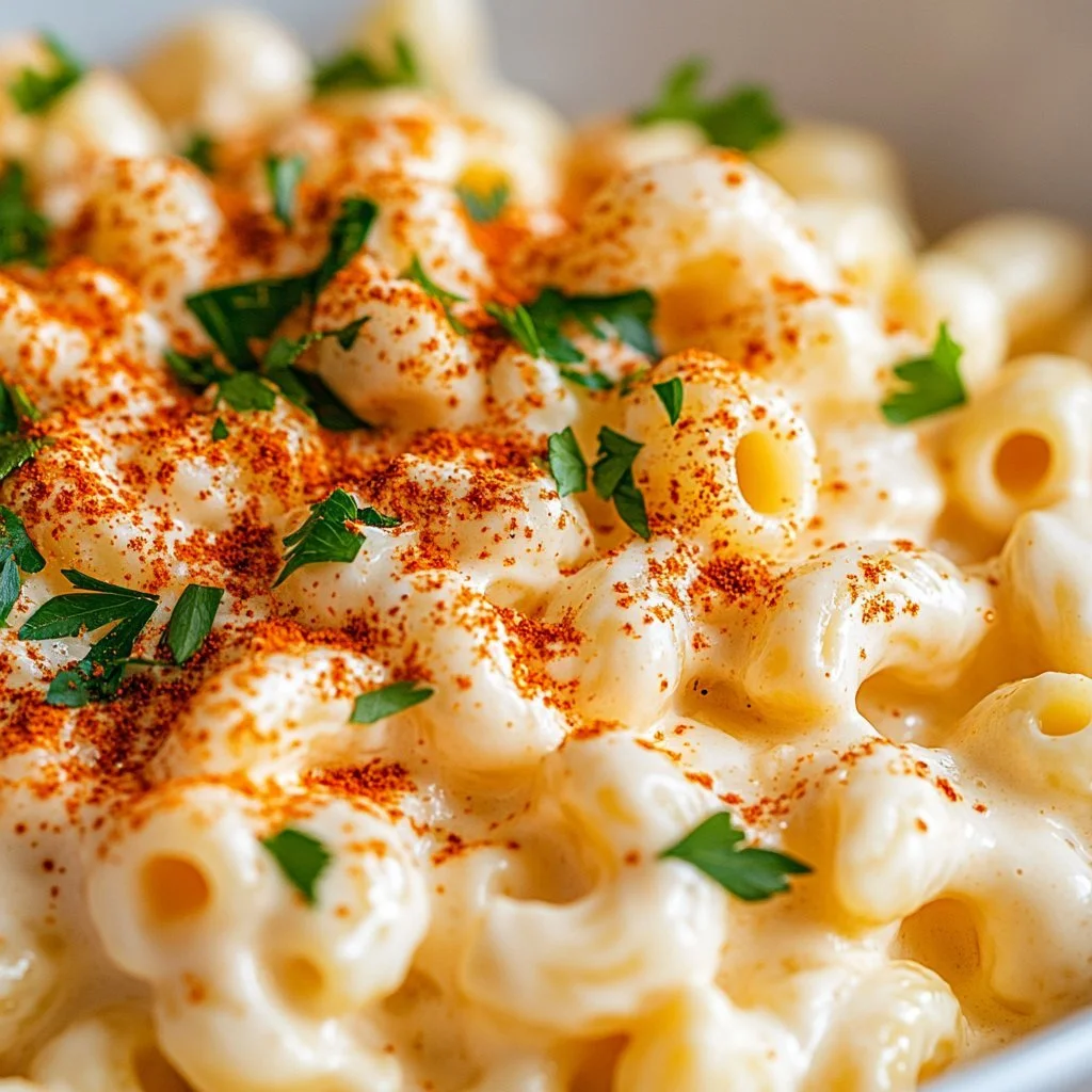 Deviled egg macaroni salad med färska ingredienser och en krämig dressing