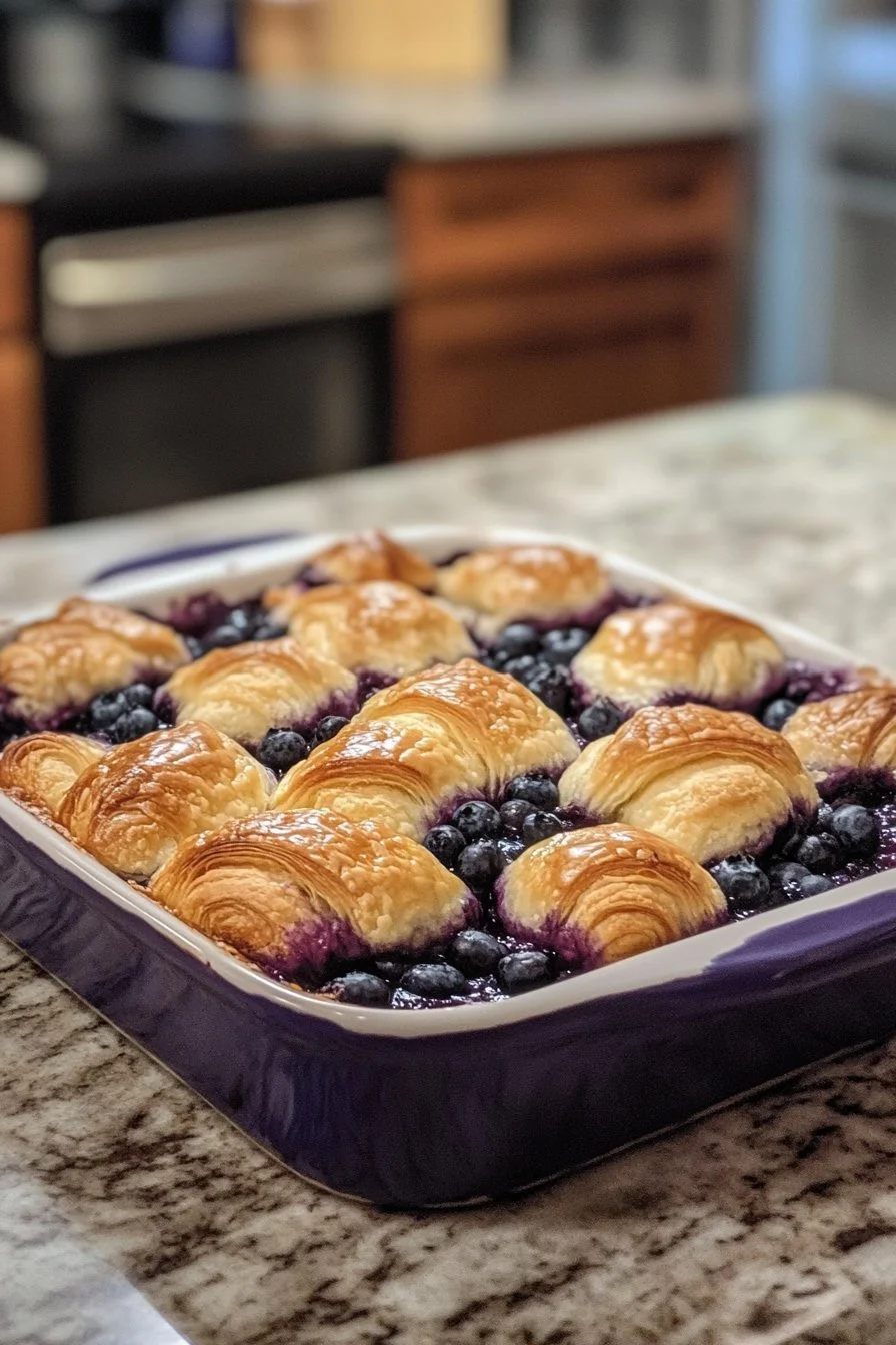 Blåbärscream cheese croissant-gratäng