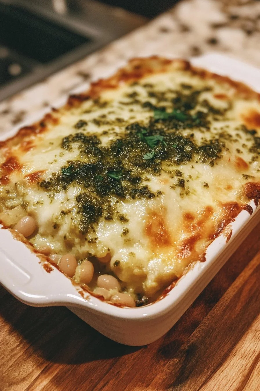 Vitbönor och pesto-bakelse