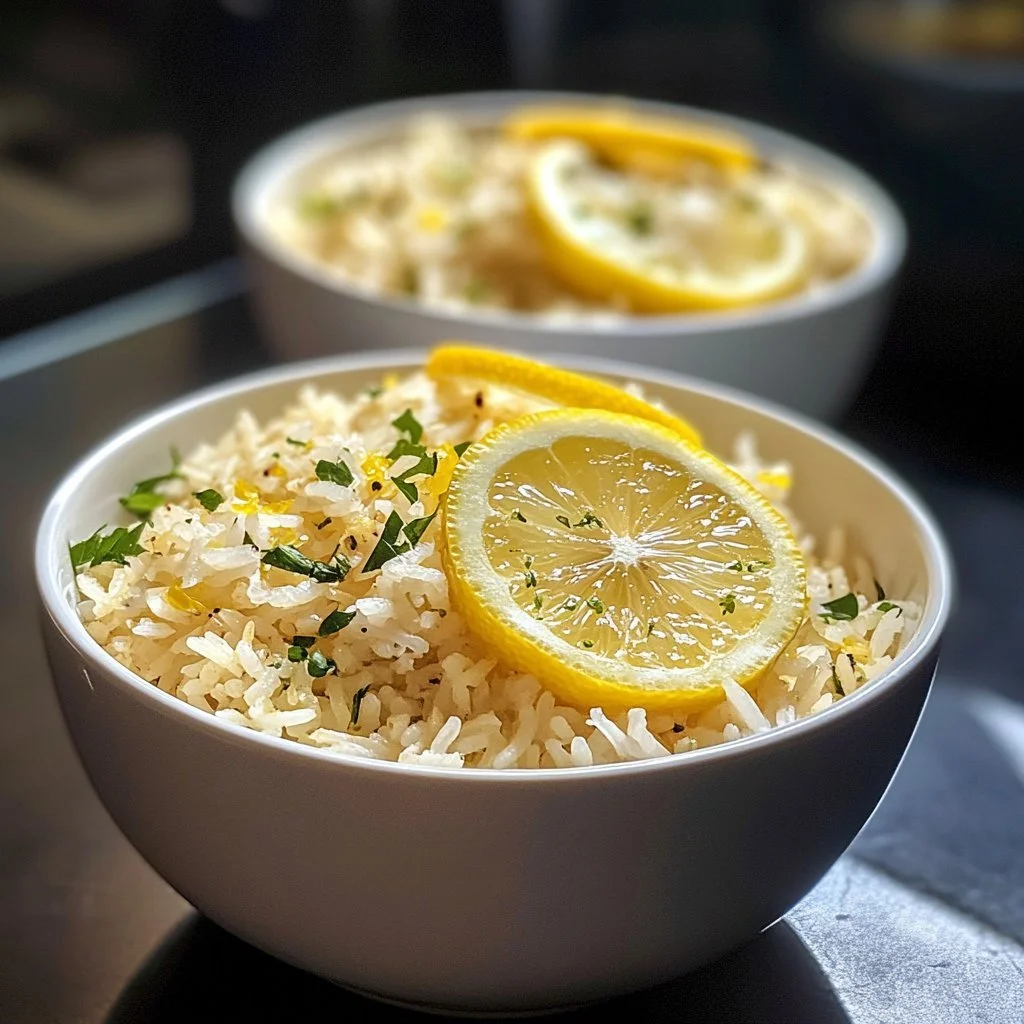 Greksik citronris med fräsch citronsmak som tillbehör eller lätt lunch.