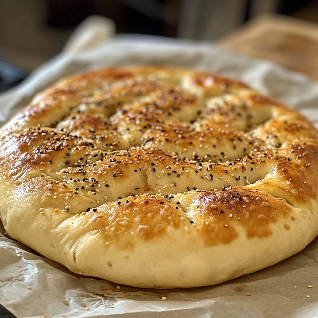 Turkiskt bröd Bazlama gjort utan ugn med 3 ingredienser