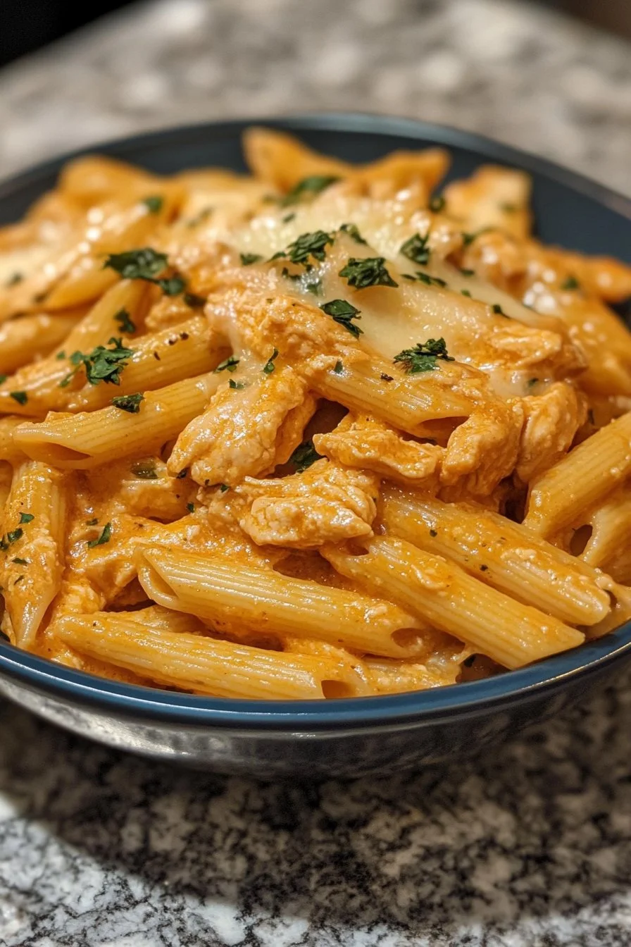 Spräckt kyckling penne