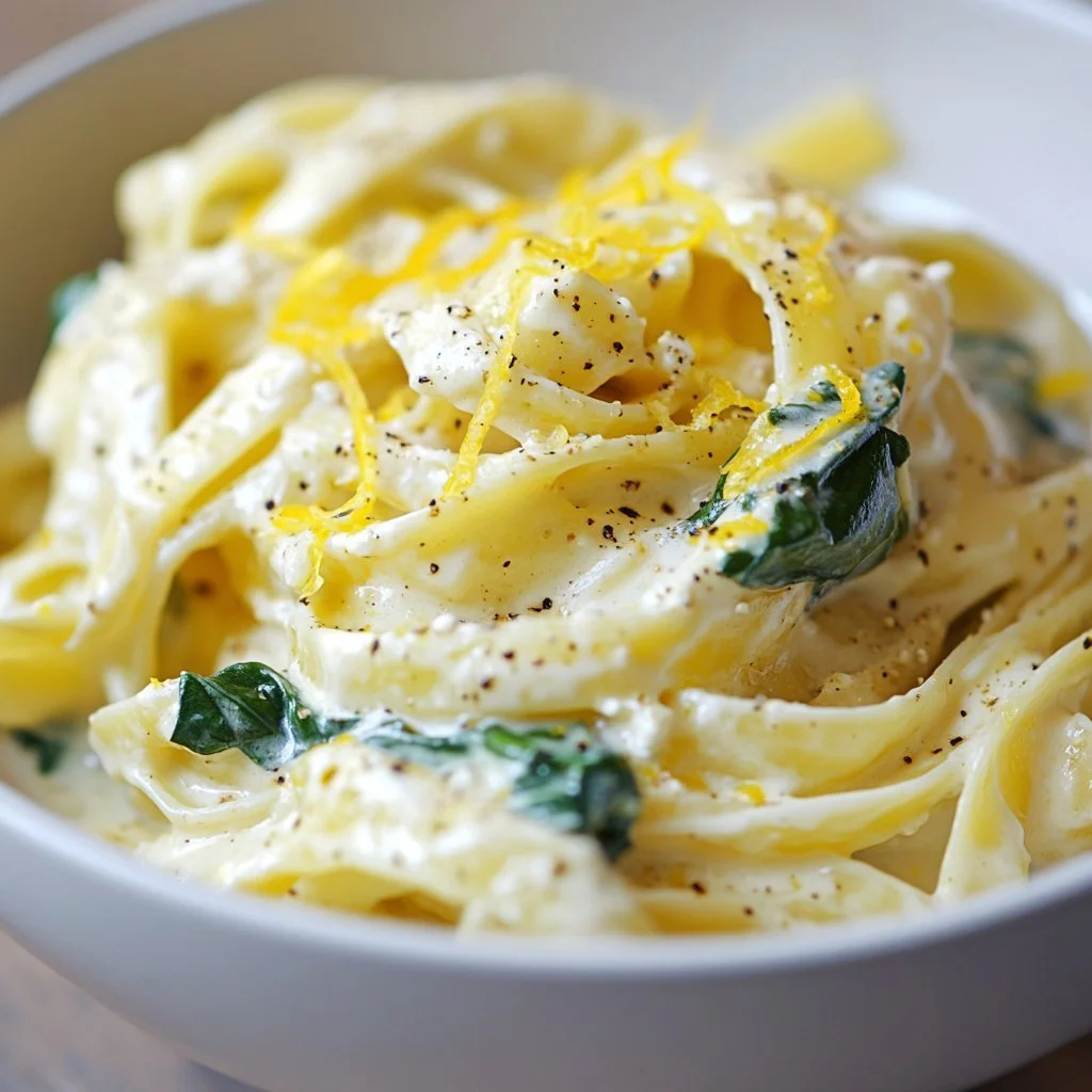 Skål med krämig ricotta pasta med färska örter och parmesanost