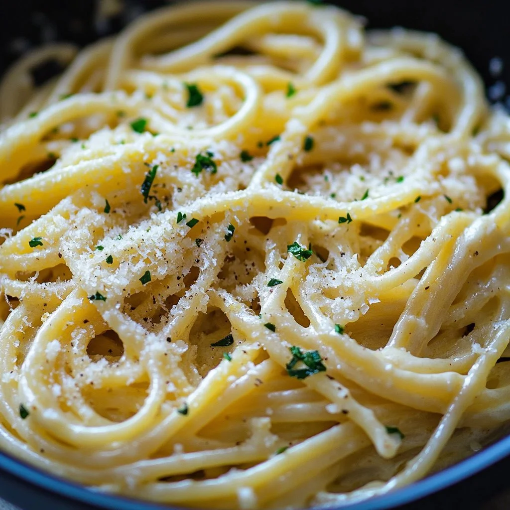 Krämig vitlökspasta med färska ingredienser och smakfull sås