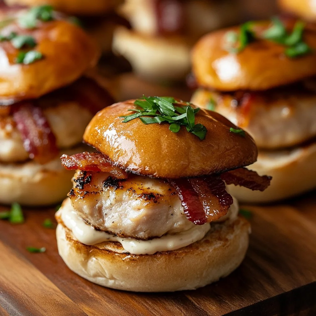 Kyckling Bacon Ranch Sliders med crispy bacon och ranchdressing