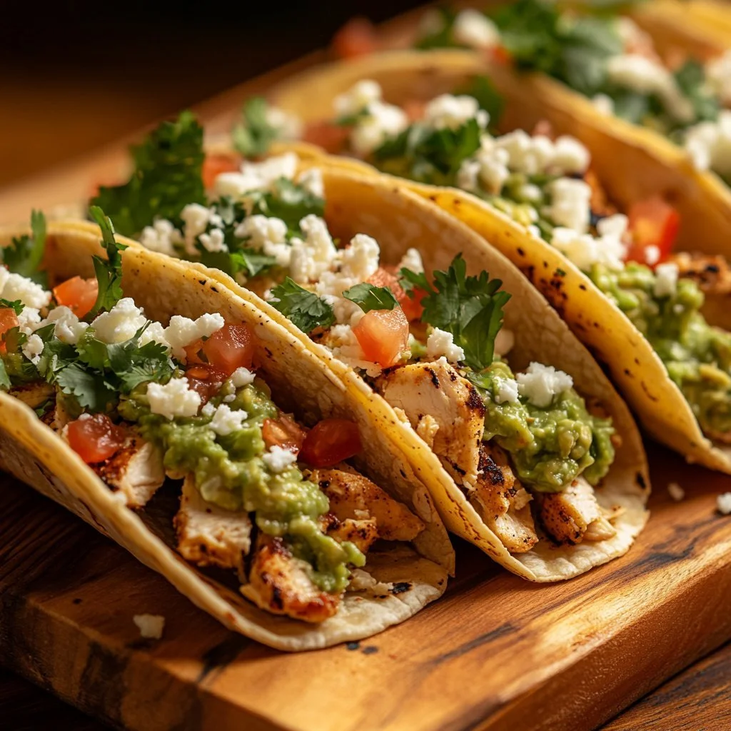 Kyckling Street Tacos med färska ingredienser och smakfulla kryddor