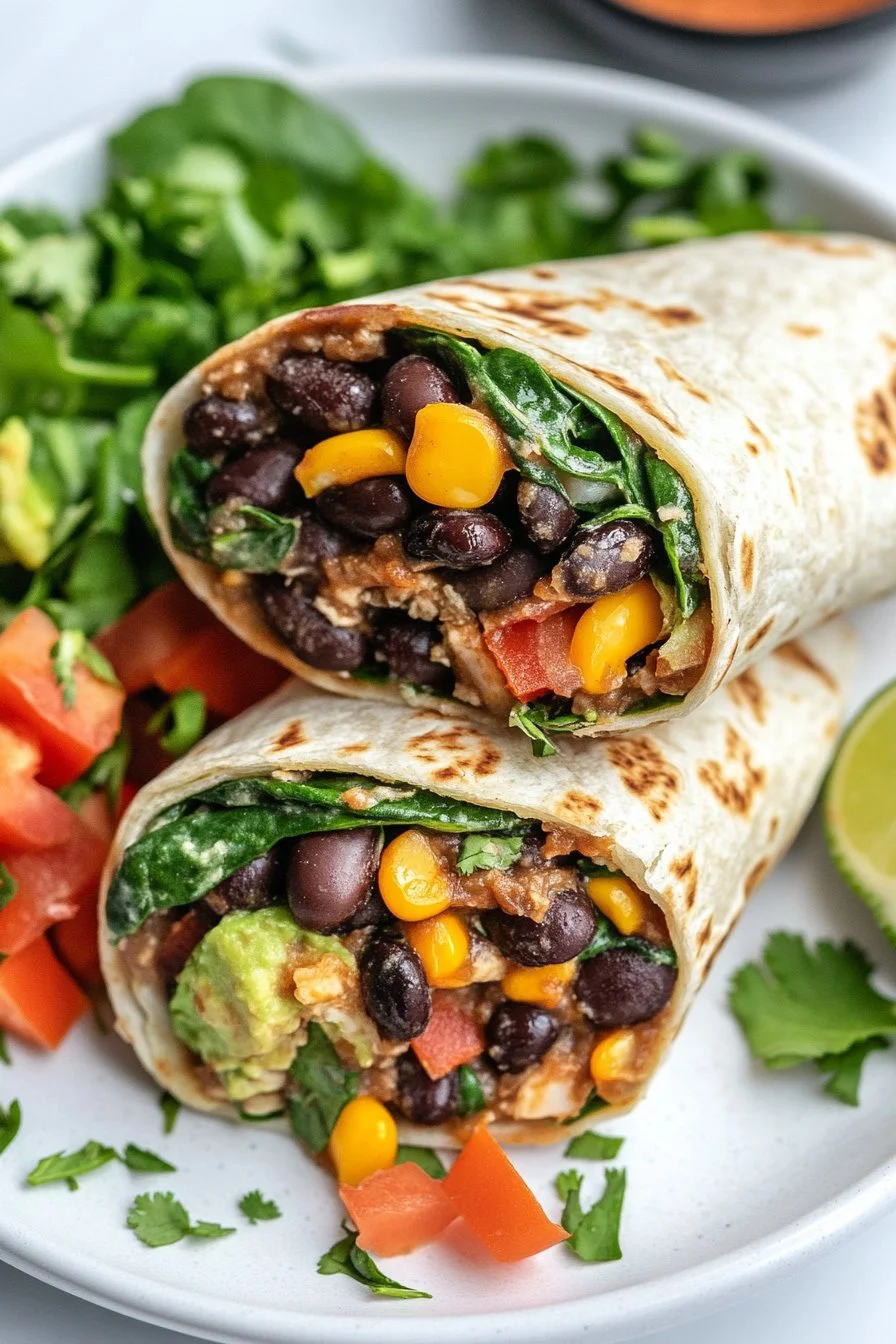 15 Minuters Svartböna och Spenat Burritos