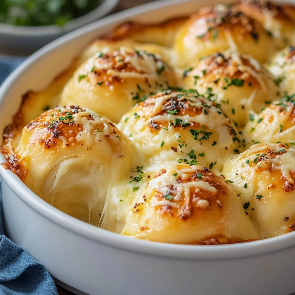 Ostig hawaiiansk rullbrödsvitlökbröd serverat på en tallrik