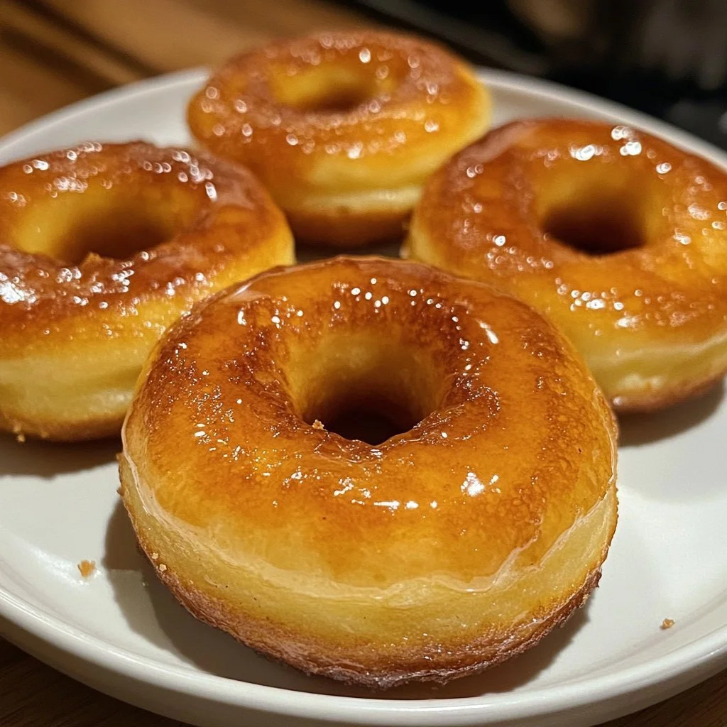 Läckra pannkaksdonuts med glasyr och färsk frukt