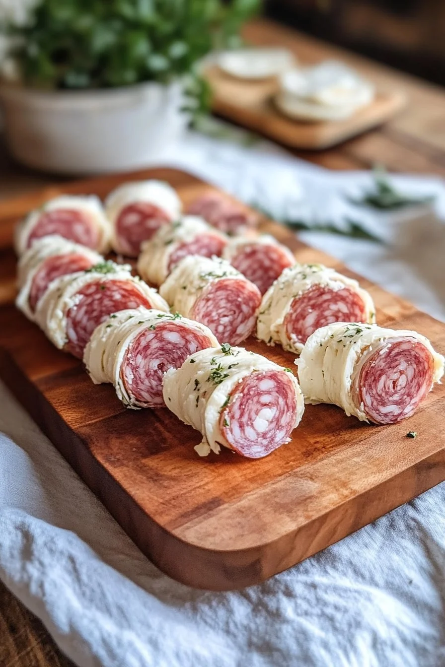 Krämlig ost och salami-rullader