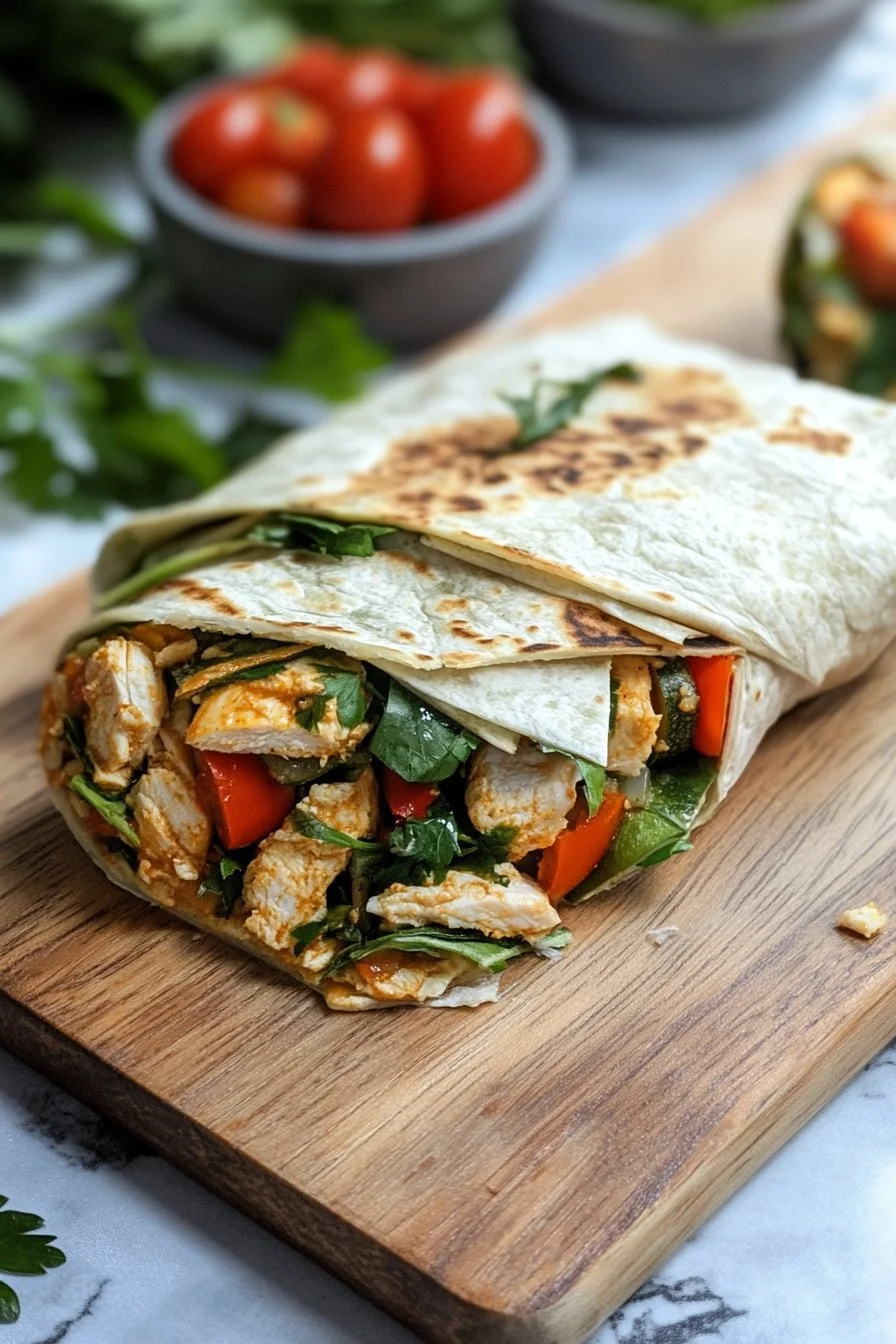 Smakfulla kyckling- och hummus-grönsakswraps