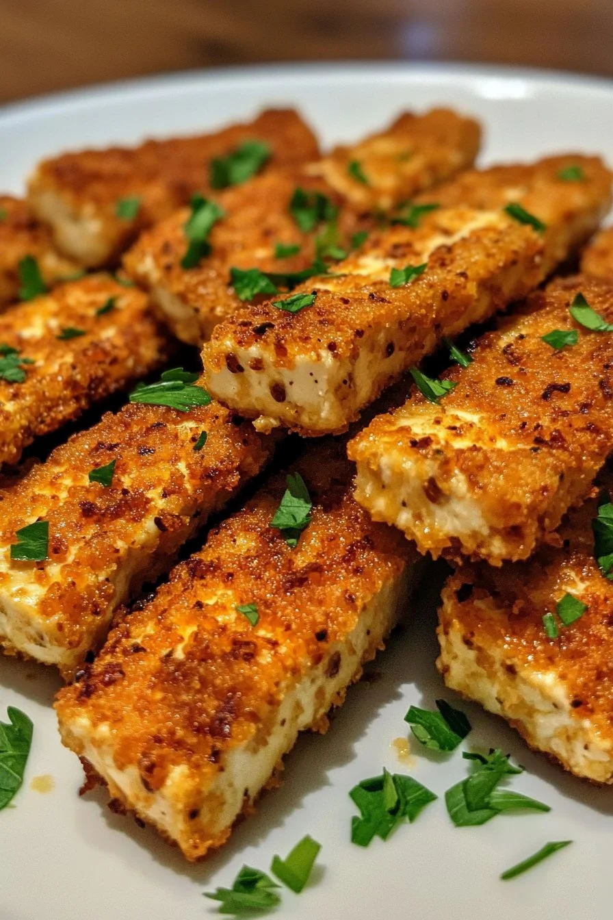 Vegansk bakad 'honung' senap tofu tender