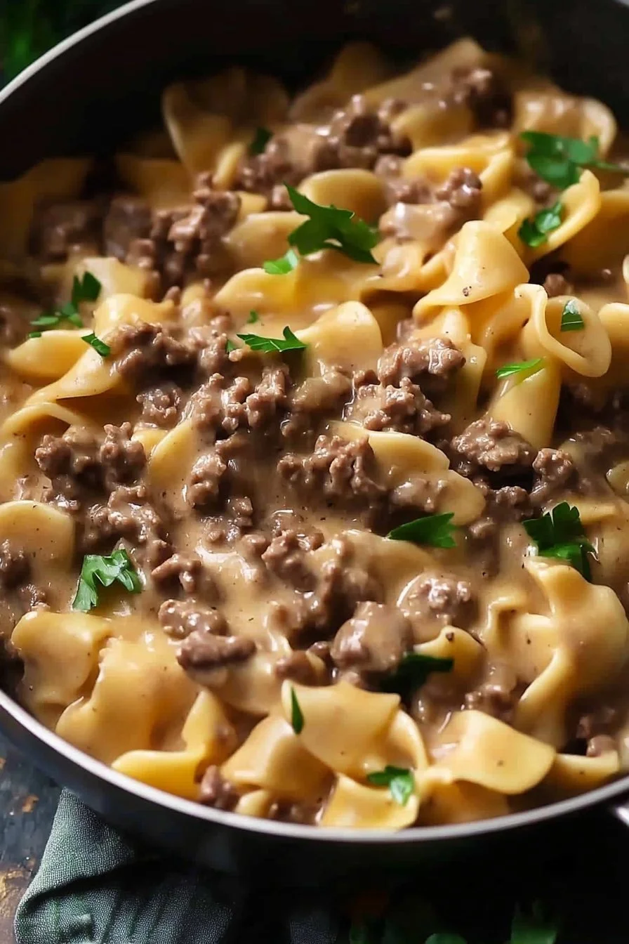 Enpanna med köttfärs Stroganoff