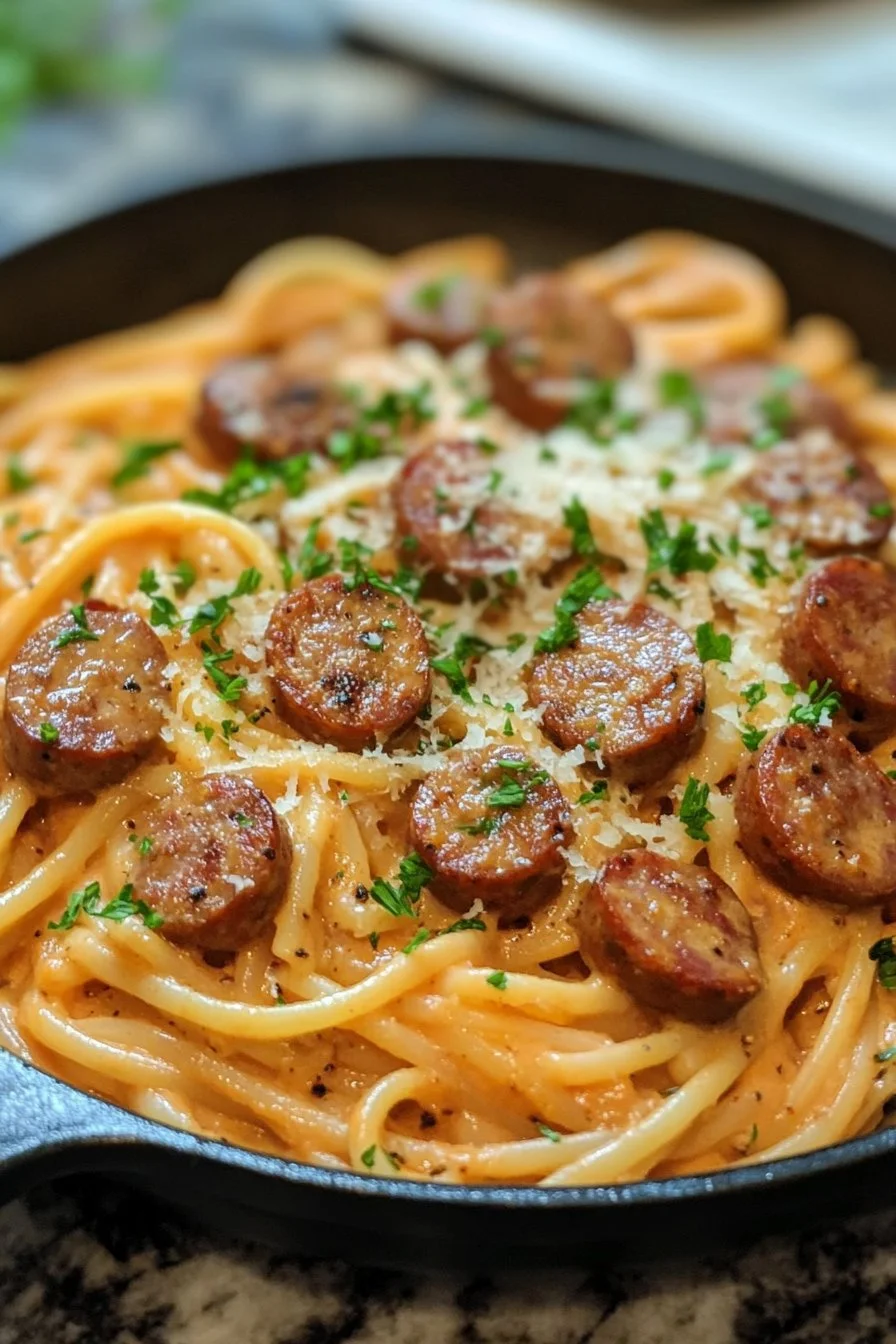 Krämig rökt korv pasta