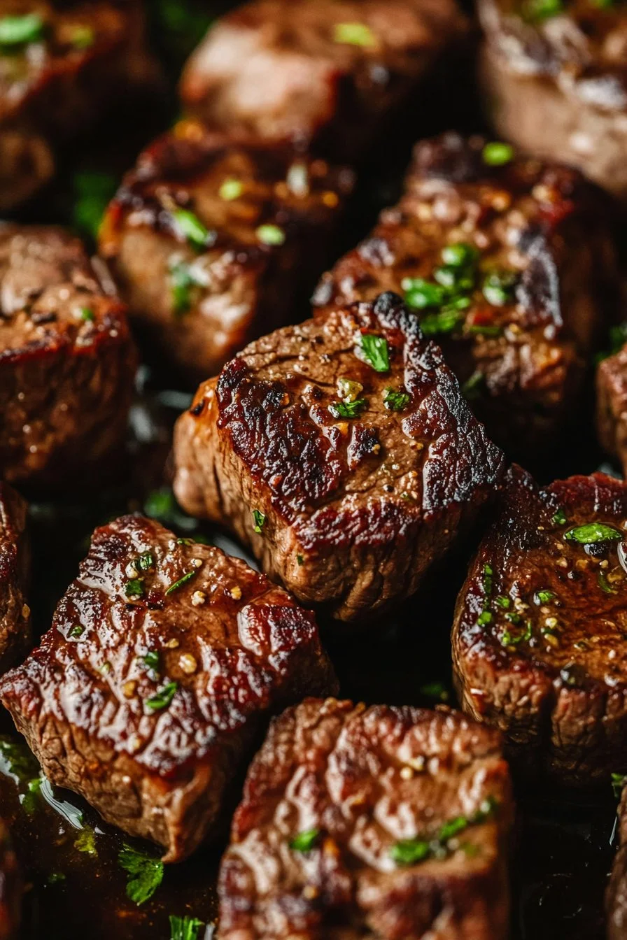 Kryddig vitlökssmörostad biffbitar i slow cooker