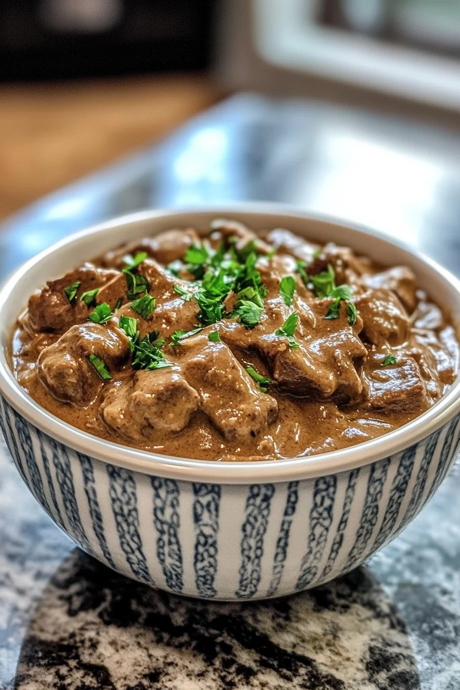 Långsamkokt biff Stroganoff