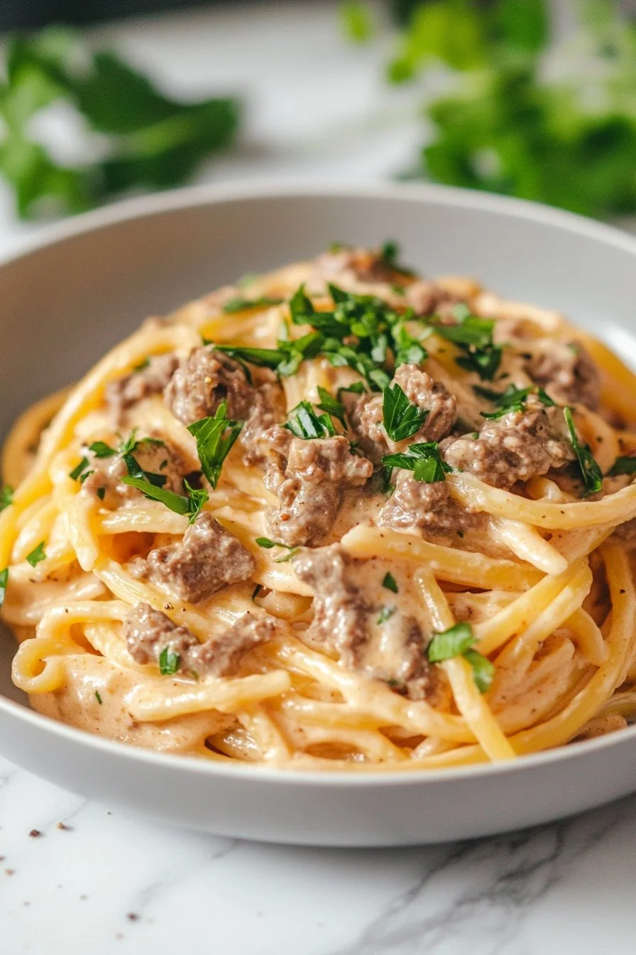 Högprotein krämig nötköttspasta