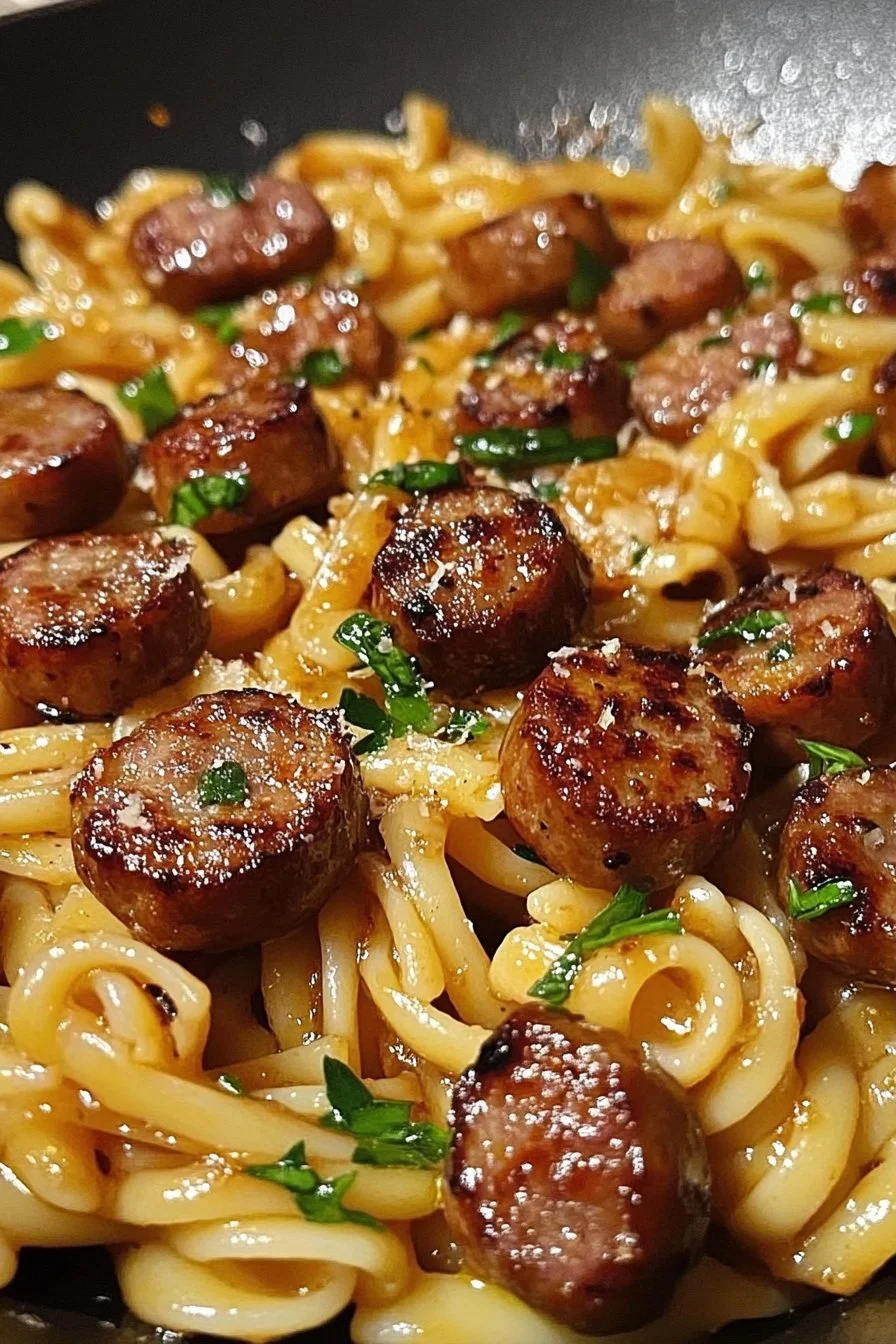 Honung Vitlök Korv Pasta