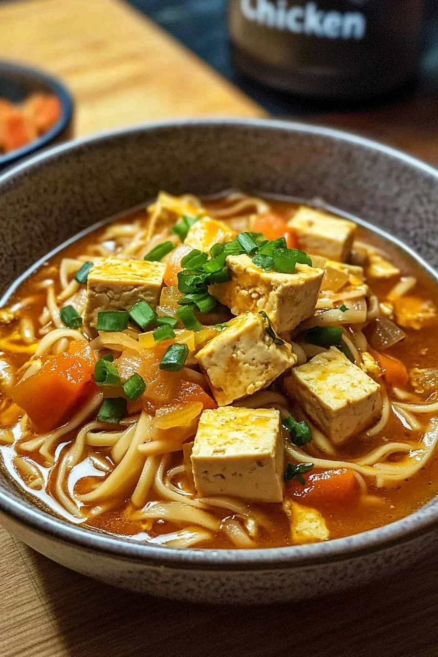 Vegan "Kyckling" Nudelsoppa med Tofu