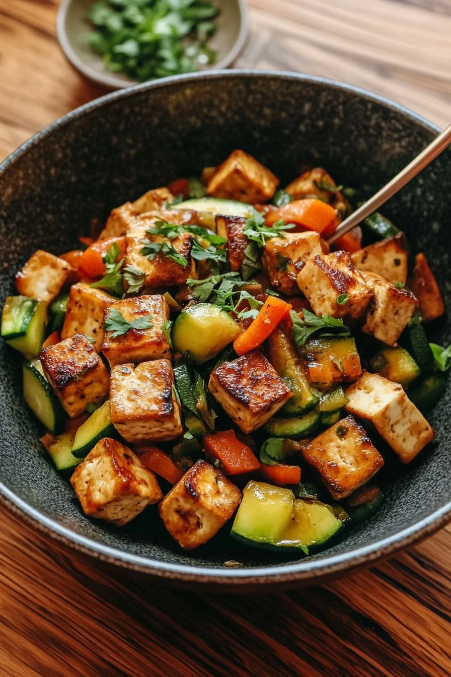 Zucchiniwok med tofu