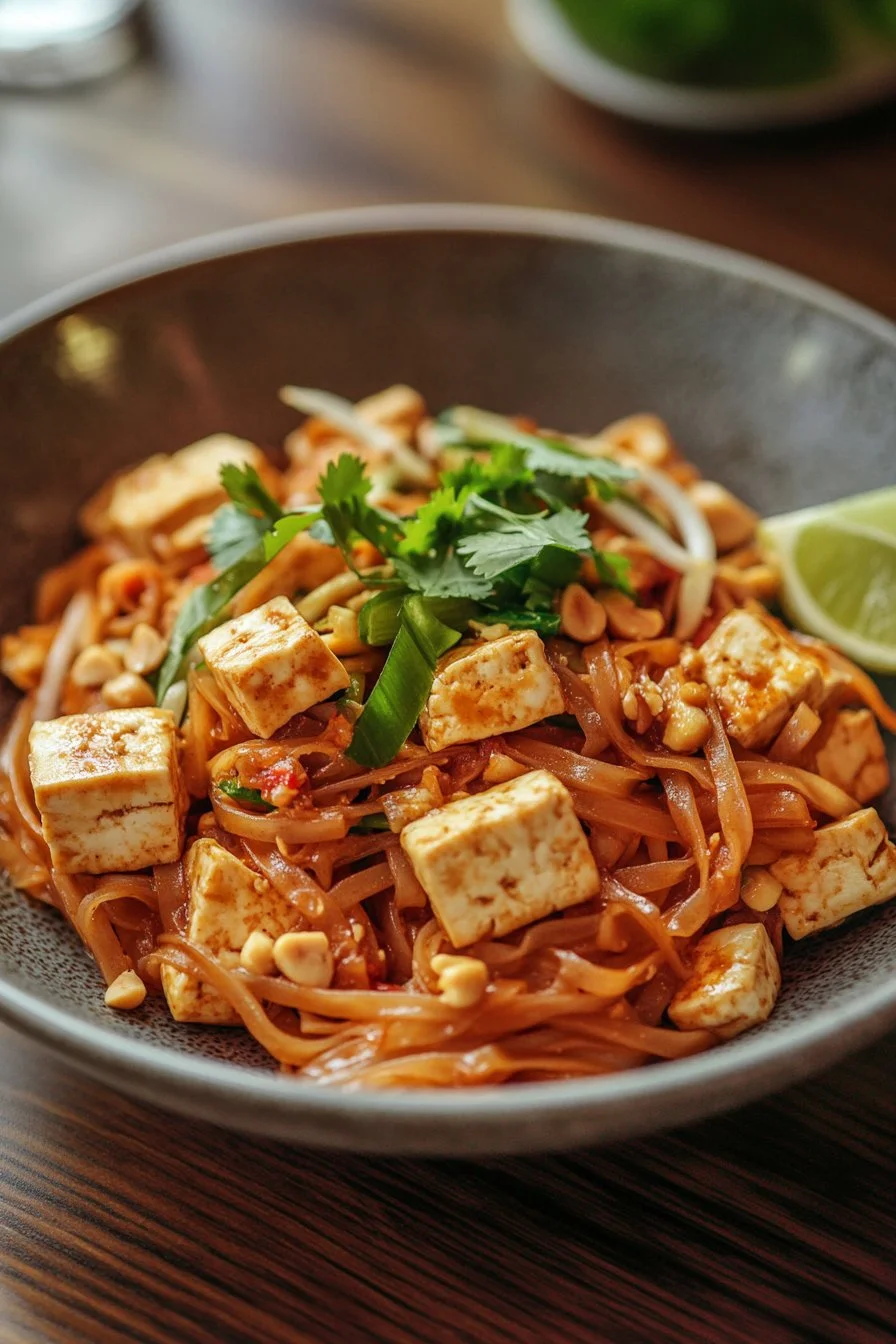 Vegan Pad Thai med Tofu och Krämig Jordnötssås