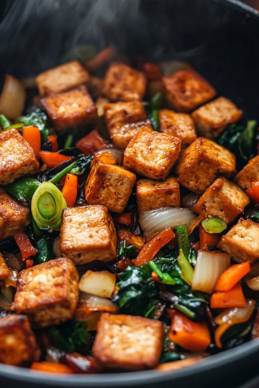 Krispig Tofu Wokad rätt 