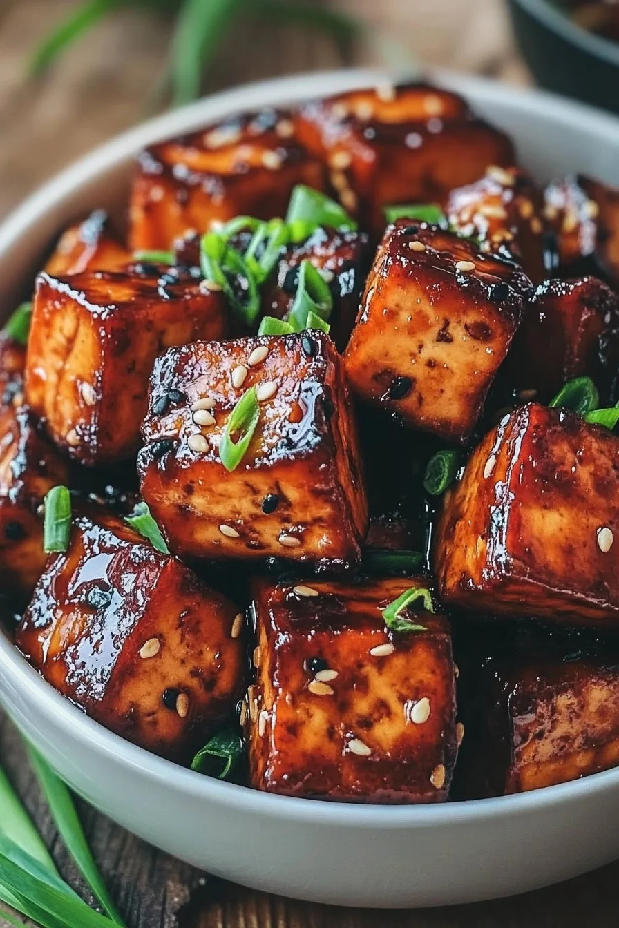 Klebrig glasyr med lönnsirap och miso-tofu