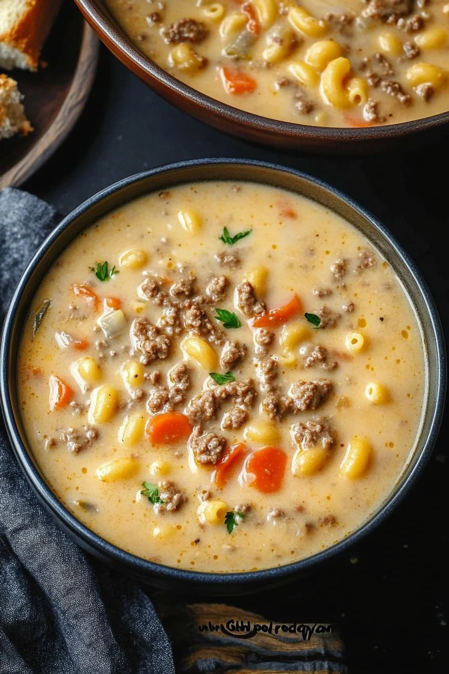 Ostburgare Macaroni Soppa