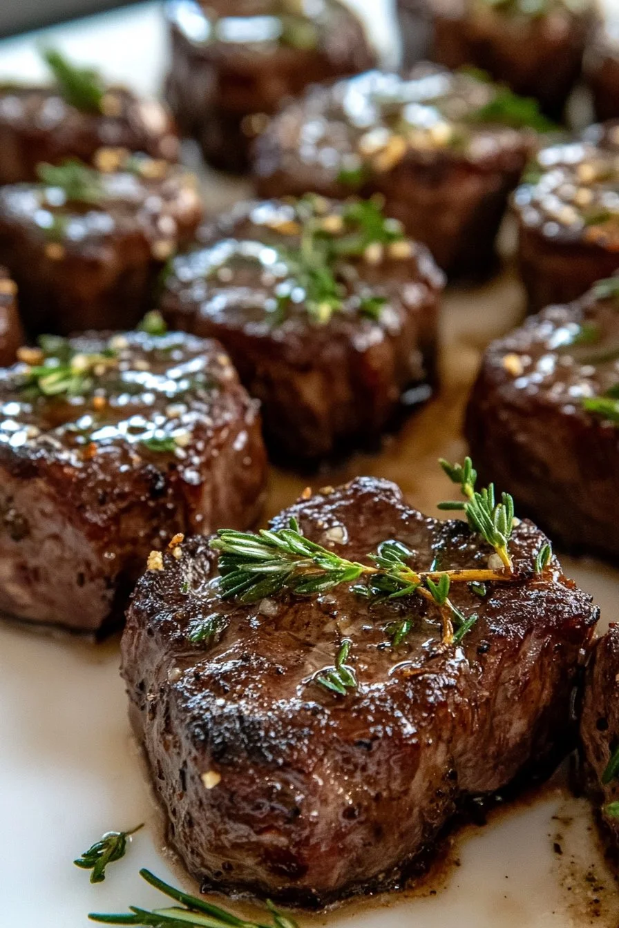 Saftiga köttbitar med vitlökssmör och parmesan