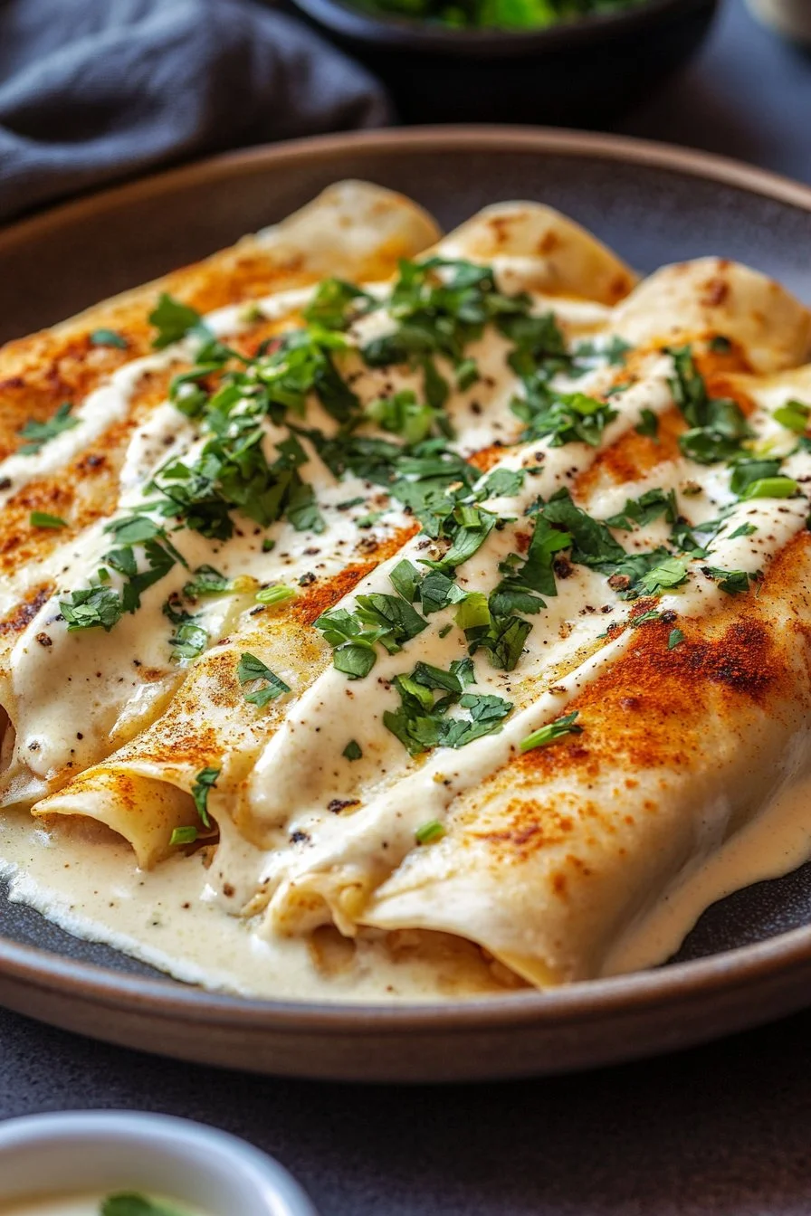 38g Protein Kyckling Enchiladas med Drömlik Vit Sås