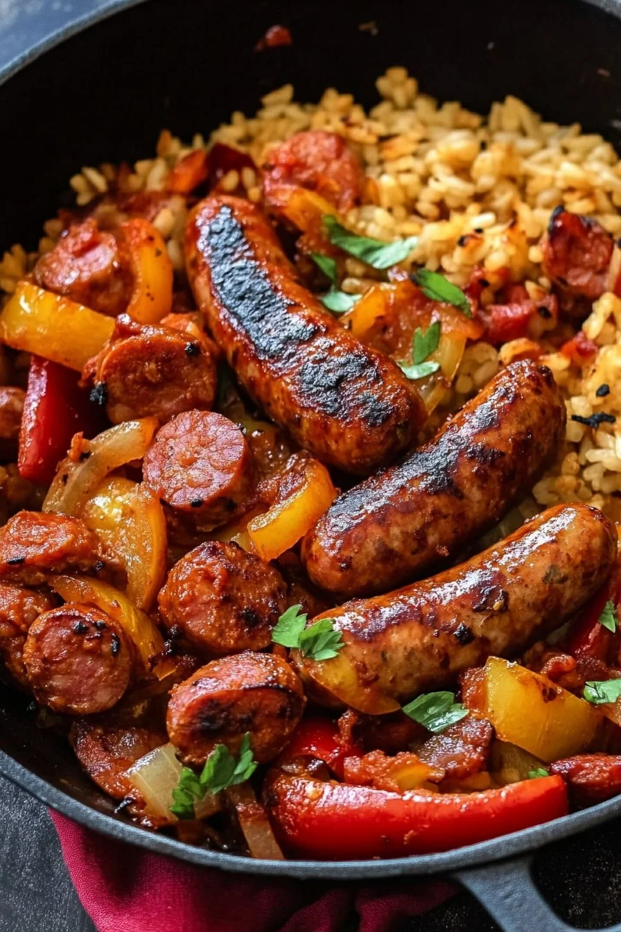 Rökt Kielbasa med Paprika och Lök
