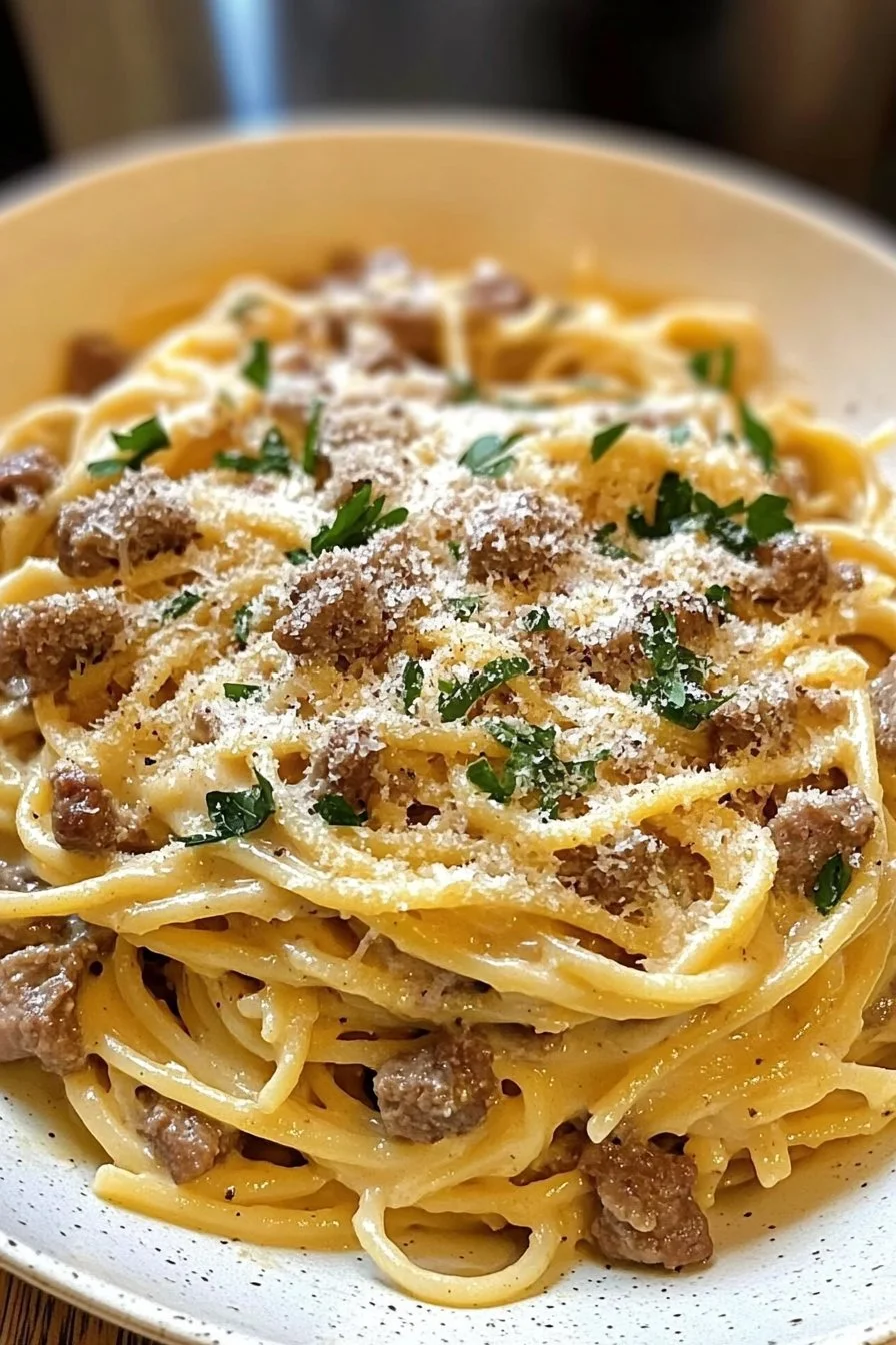 Krämig nötkött och vitlökssmörpasta
