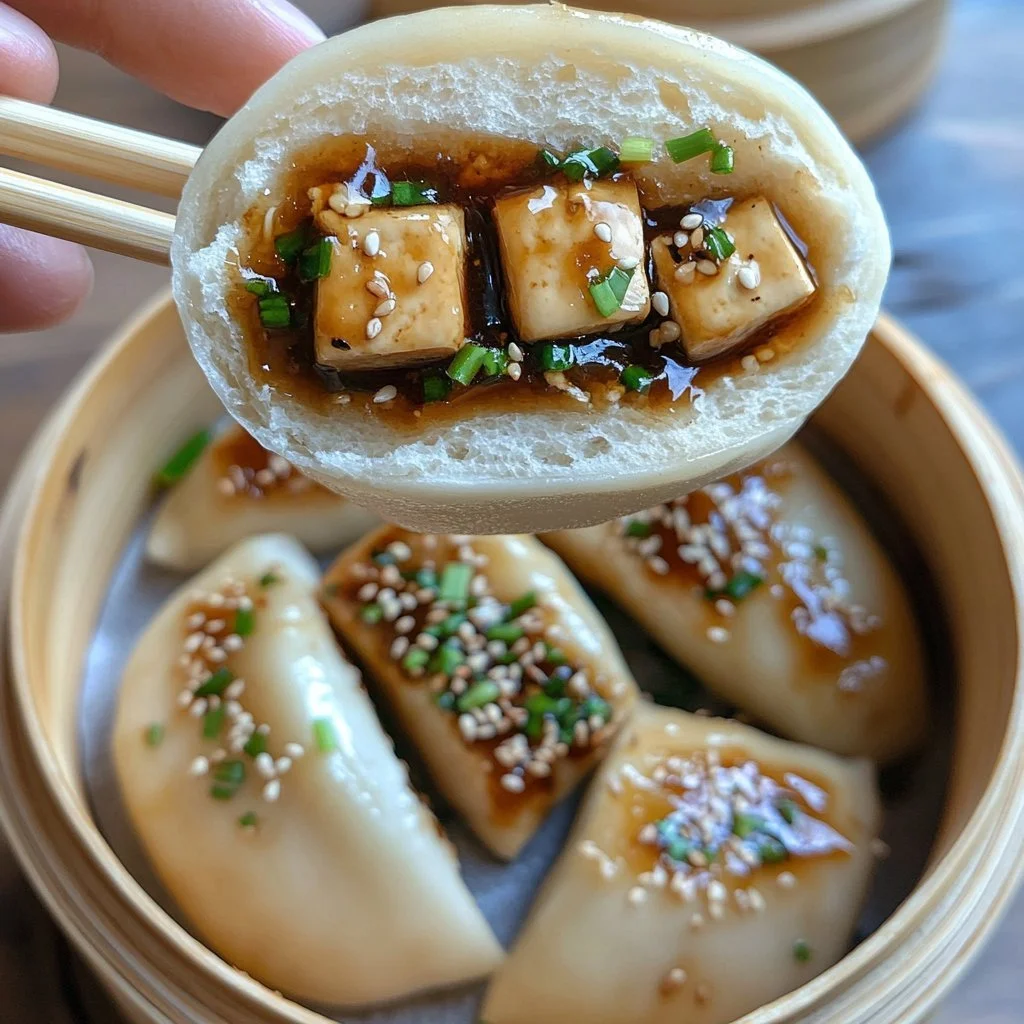 Ångade veganska hoisinsvampar på tallrik