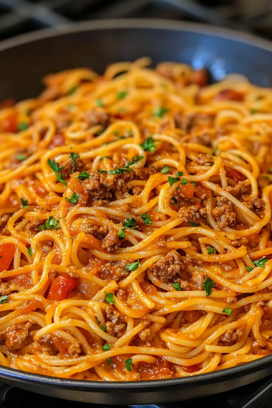 Enkelt Cowboy Spaghetti i En Gryta