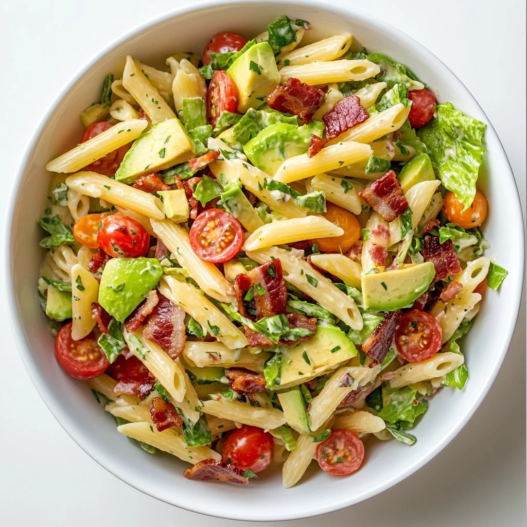 Glutenfri laktosfri BLT pasta sallad med färska ingredienser