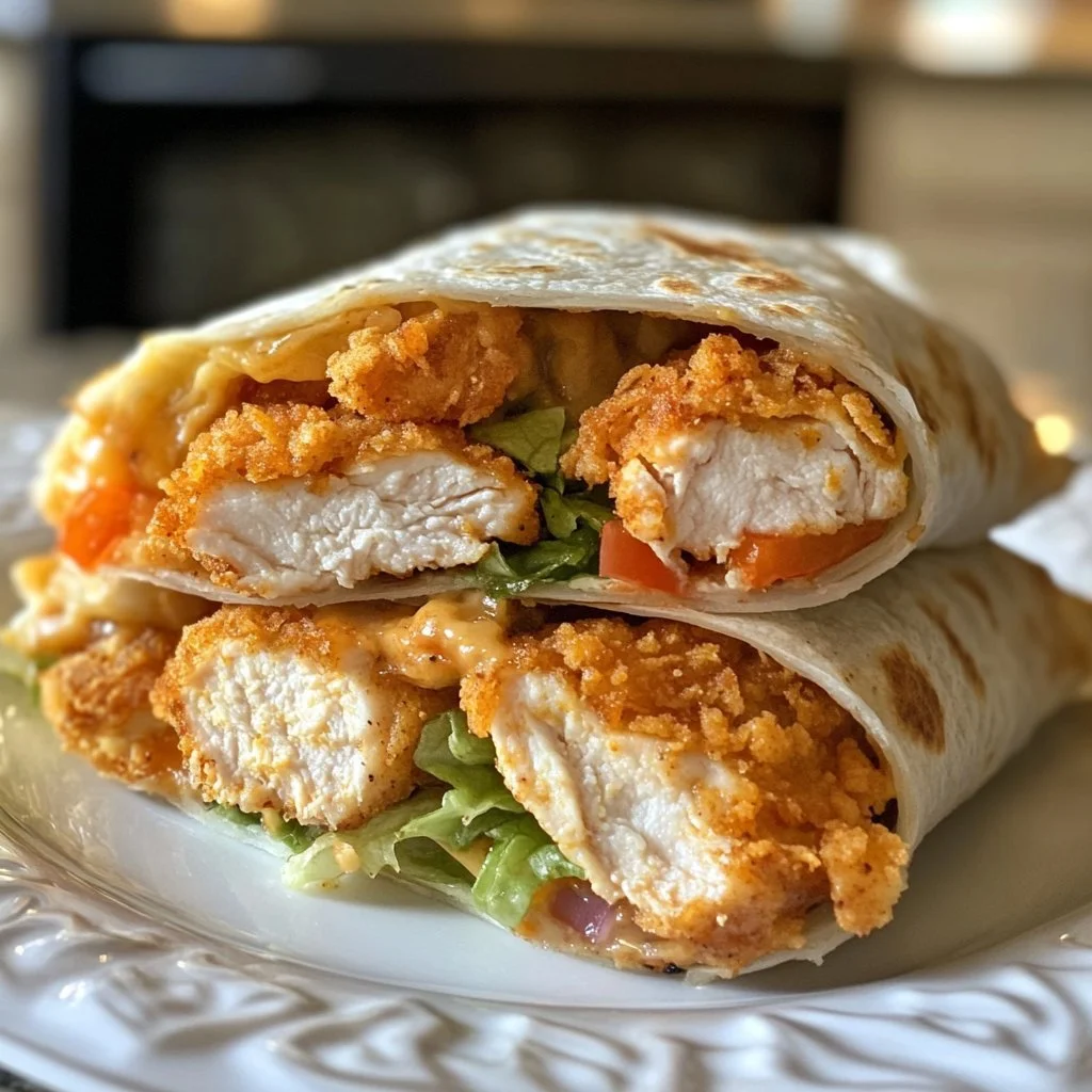 Krispig kycklingwrap med fräscha ingredienser och knaprigt bröd