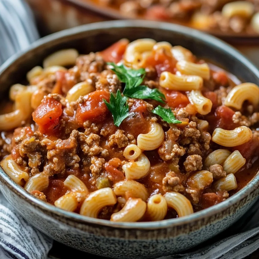 Gammaldags Goulash med grönsaker och kött i en rustik gryta