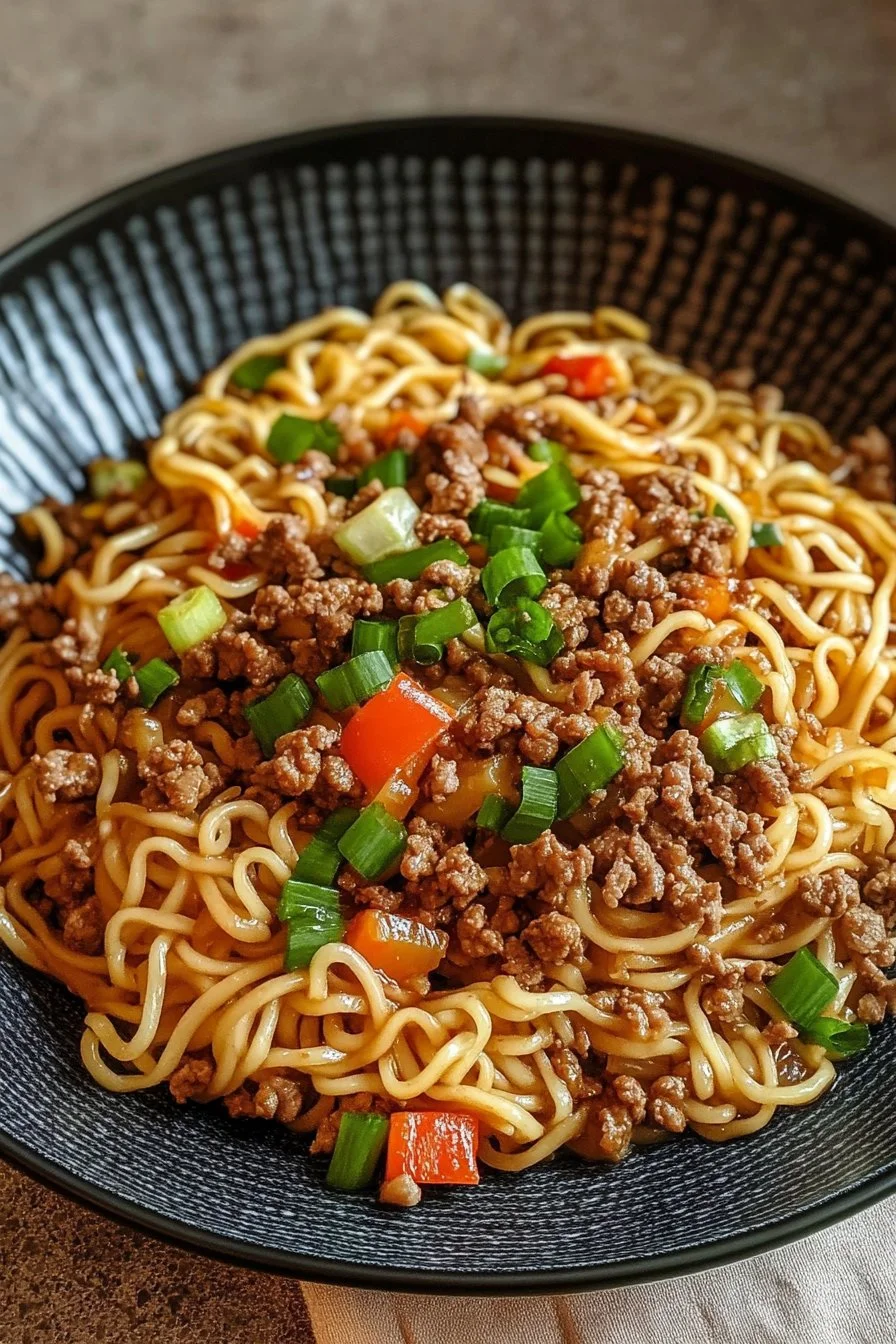 Mongoliska nötfärs nudlar