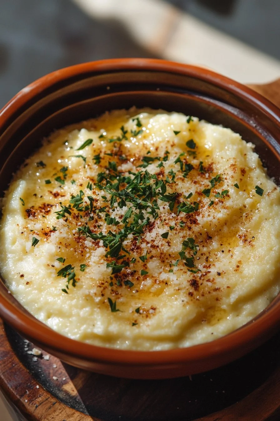 Krämig Vitlök och Parmesan Polenta