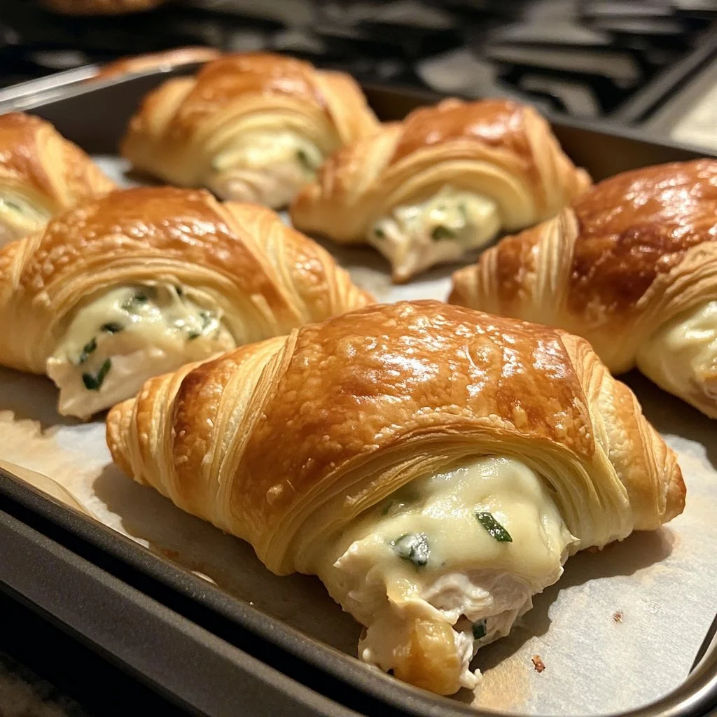 Korsande kyckling cream cheese croissanter med härlig fyllning