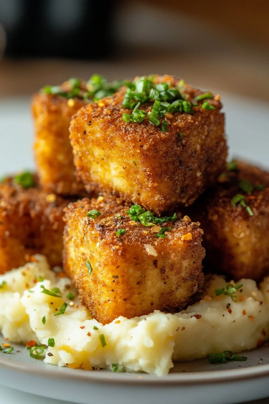 Crispy Tofu Steak Bites med Smöriga Mosade Potatisar