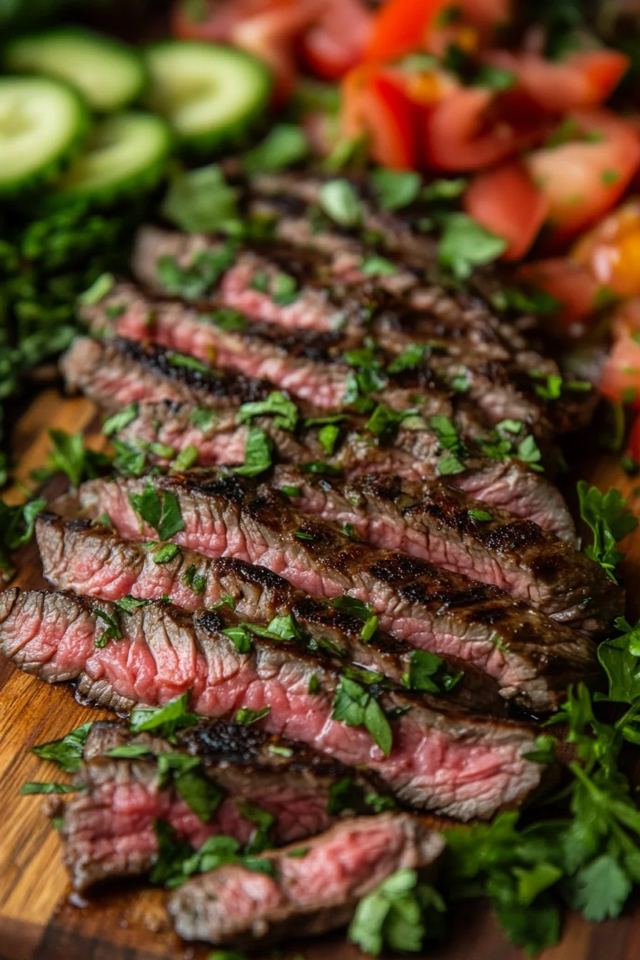 Simple caramelized and juicy marinated flank steak
