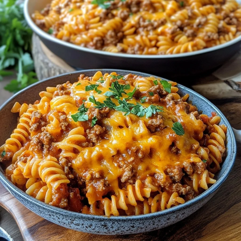 Sloppy Joe-gratäng med saftig fyllning och smakfullt täcke