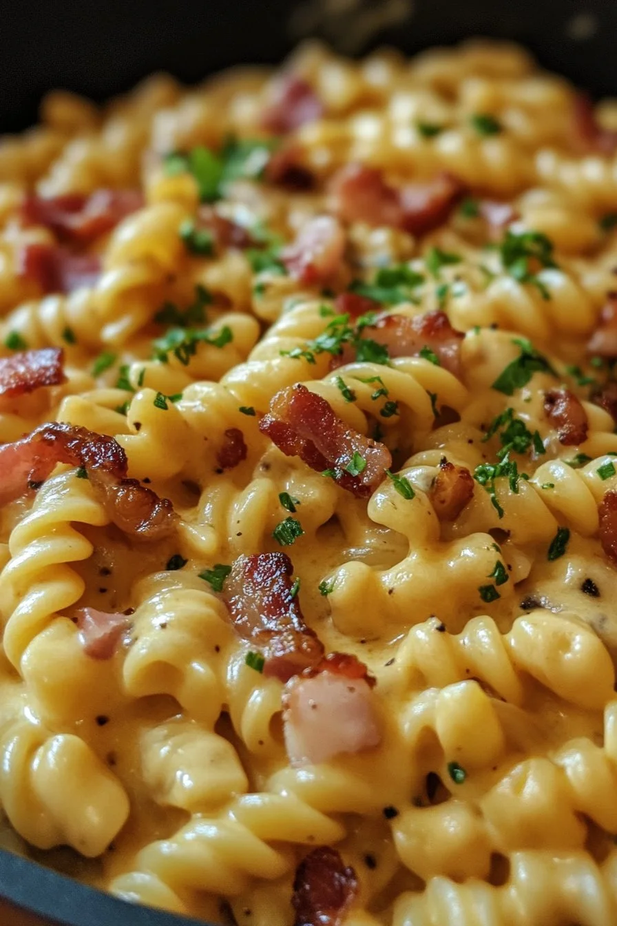 Fylld Bacon Cheeseburger Alfredo Pasta