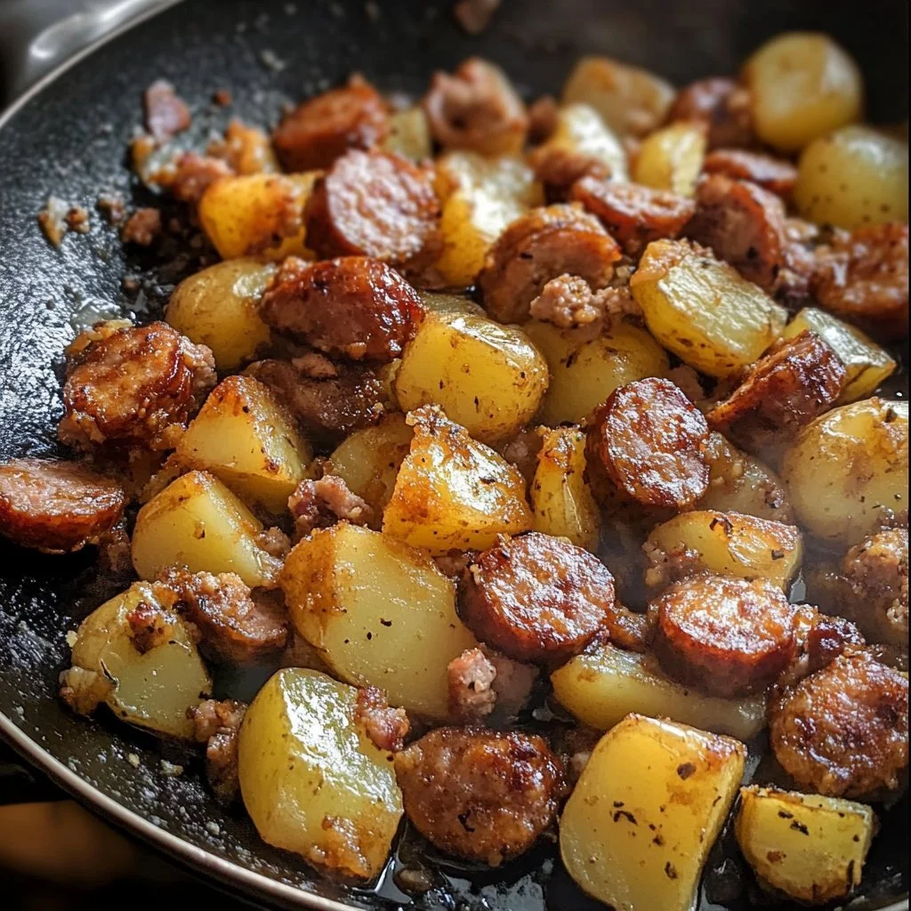 Sydlig friterad potatis med smakfull korv