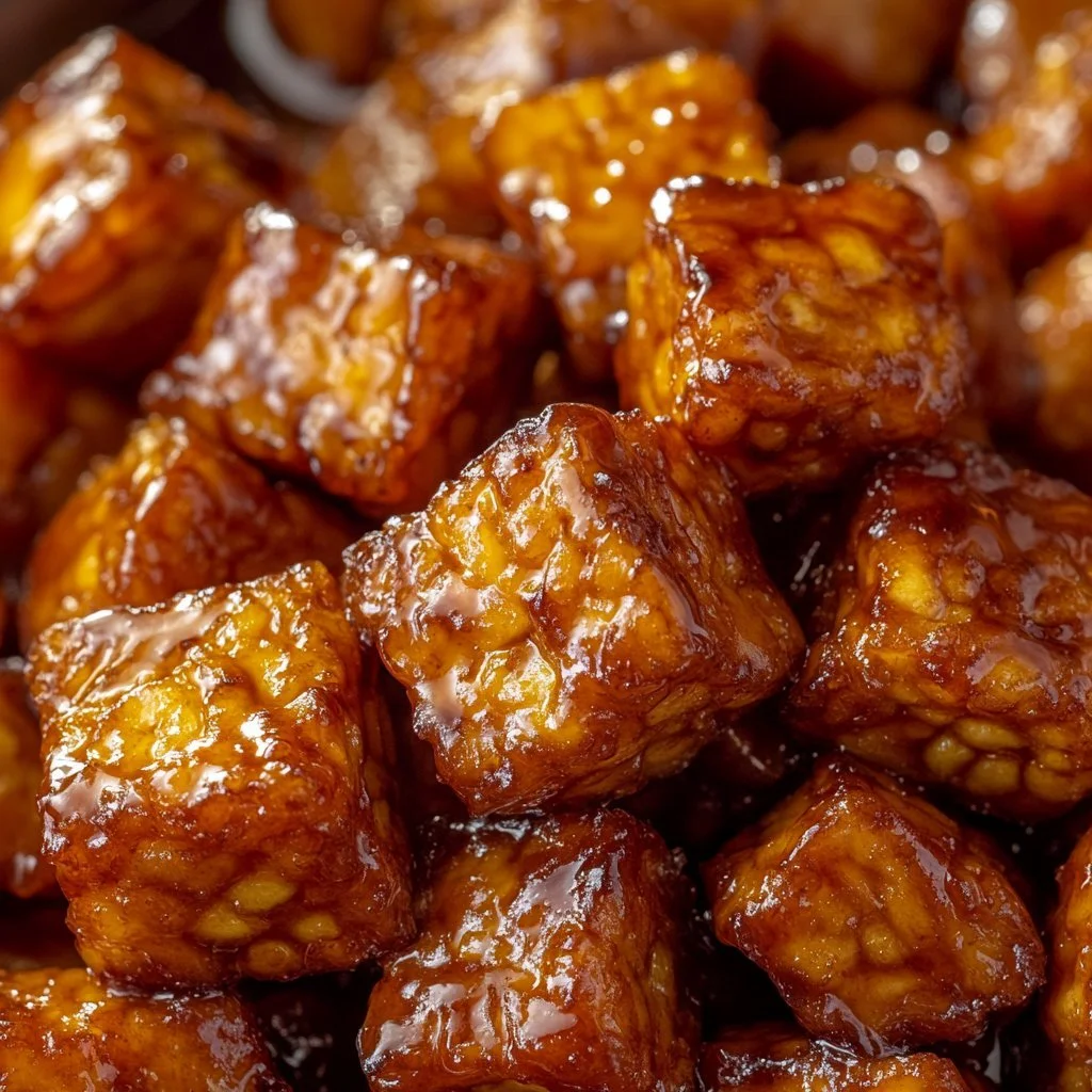 Tempeh Wok med honungsglasyr i en stor wokpanna.