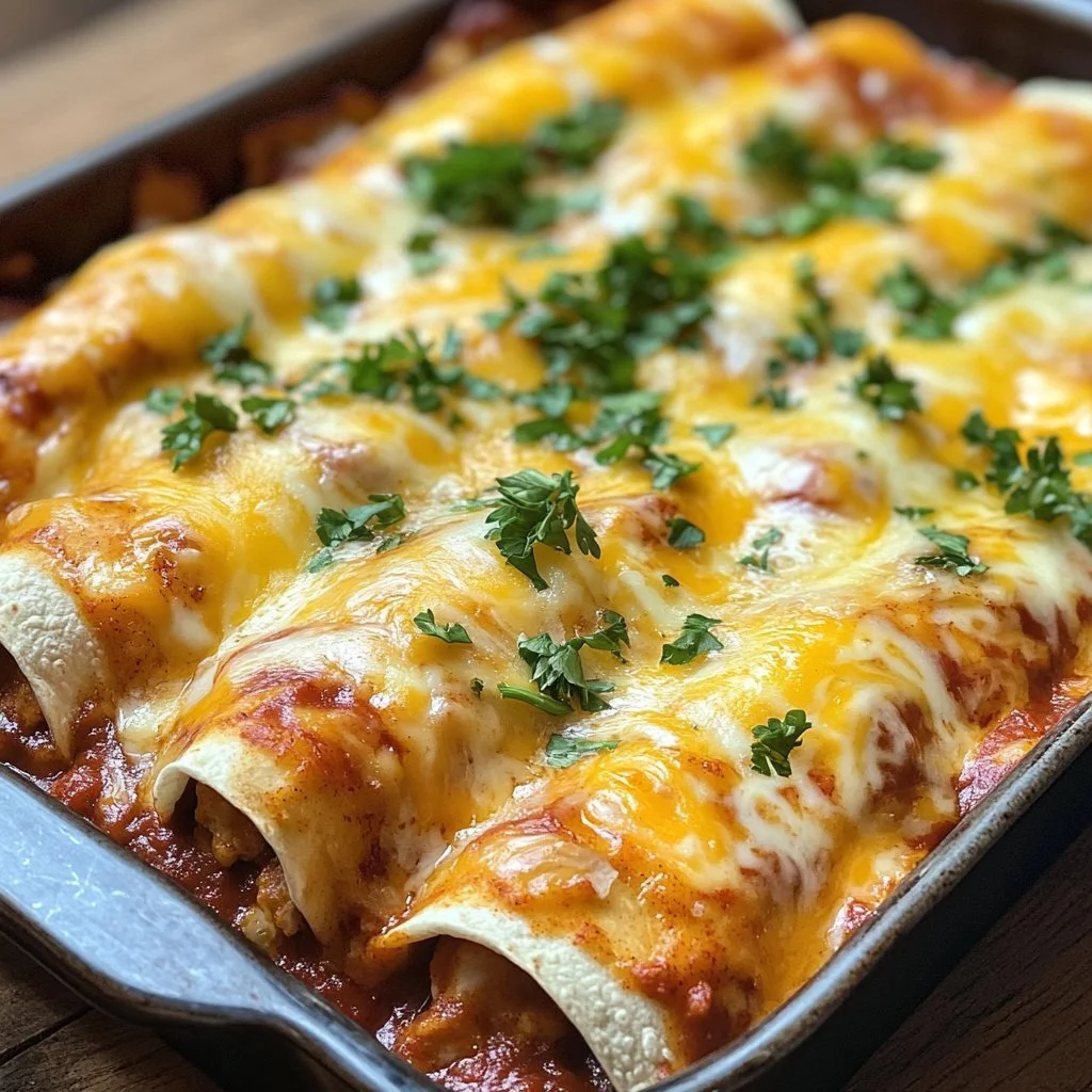 Snabb och lätt kyckling enchiladas med sås och ost